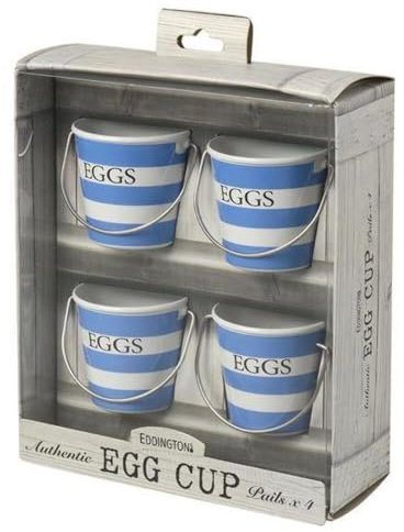 Blue & White Egg Cup Pails Set 4
