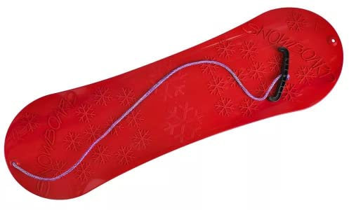 Snowboard FÜR Kinder Schlitten Board 77cm Kunststoff mit Seilgriff Plastik (Rot)