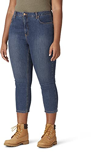 Dickies Women's Perfect Shape Denim Capri Pant, Stonewashed Indigo Blue, 16
