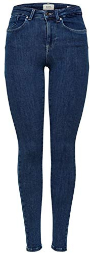 ONLY NOS Damen ONLPOWER MID PUSH UP SK JEA REA3223 NOOS Skinny Jeans,, per pack Blau (Dark Blue Denim Dark Blue Denim), 34/L30 (Herstellergröße: XS)