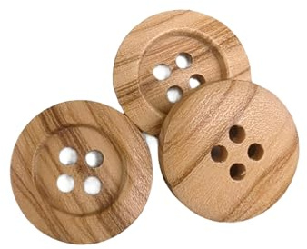 BOTIBOTON - 50 Naturholzknöpfe mit 4 Löchern – knöpfe aus holz - kinderknöpfe (12,15,18,20,25 mm) - Olivenholz - Helles Holz - Nähzubehör - Hergestellt und versandt aus SPANIEN (18 mm)