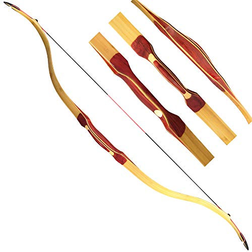 AMEYXGS Arco Turco Tradizionale Arco Lungo Arco da 15-50 libbre Arco ricurvo Laminato a Mano Arco da Caccia tiro con L'Arco a Cavallo per Adulti (50)