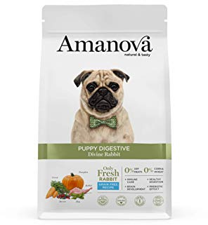Amanova Cibo Secco Super Premium per Cuccioli di Taglia Piccola con Stomaco sensibile Gusto Coniglio - 100% Naturale, ipoallergenico e monoproteico - Grain Free - Cruelty Free - Formato da 2 kg