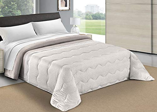 Edredón de invierno cálido 300 g de microfibra fabricado en Italia, para cama francesa, beige
