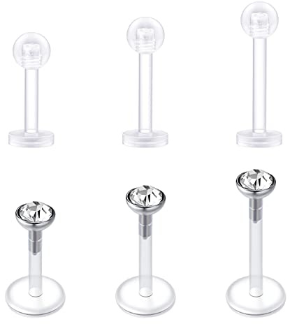 Rajnard 16G 6/8/10mm Piercing Tragus Helix Labrro Labret Stud Flexible Acrylic Piercing Retainer invisibili per il lavoro a scuola