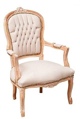 Biscottini Sillón para Salón y Dormitorio - 100x65x63 cm - Acabado Natural - Estilo Vintage Clásico