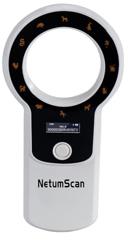 NetumScan Lettore di microchip per animali domestici aggiornato,256 dati memorizzati Scanner portatile ricaricabile per etichette identificative di animali domestici per FDX-B e ID64 RFID EMID DJ-260C
