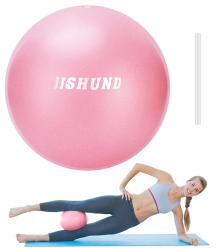 jjshund Pilates Ball, 25 cm Gymnastikball Kleiner Soft Yoga Ball mit Aufblasbarem Strohhalm, Fitnessball für Zuhause Gym Yoga Pilates Fitness Balance Training (Rosa)