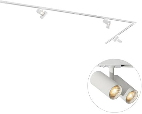 QAZQA Sistema de riel moderno con 3 focos blancos monofásico - Iconic Scopio Metálica/Plástico Alargada Adecuado para LED Max. 6 x 10 Watt