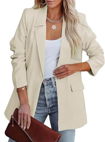 MGizo DtiSpectrum Blazer da Donna - Giacca Ampia Monopetto Aperta sul Davanti per Riunioni di Lavoro, Maniche Lunghe, Colletto con Revers, Giacche da Ufficio