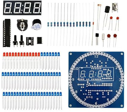 BCOMFY Kit Display Digitale a LED Rotante Fai-da-Te Allarme Kit Orologio Digitale elettronico 51 Scheda di apprendimento SCM 5V DS1302(Clock Kit No Shell)