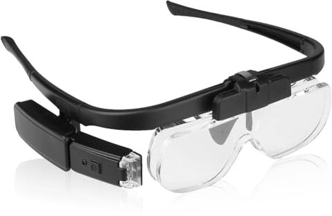 LED Lupenbrille mit Licht, Kopfband-Lupe für Brillenträger, 3.5X-4.0X-4.5X Vergrößerung, Lupenbrille mit LED Licht, Testsieger für Handwerk, Juweliere, Nähen und Hobbys, Kopfmontierte Leselupe