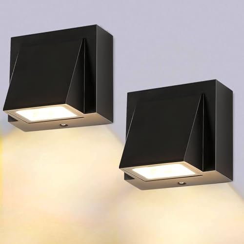 Gouzloyed 2 Piezas Aplique pared exterior LED aplique pared interior 6W Luz exterior 3000K Blanco Cálido IP65 Impermeable iluminación arriba abajo Adecuado para jardín pasillo (Down-2Piezas)