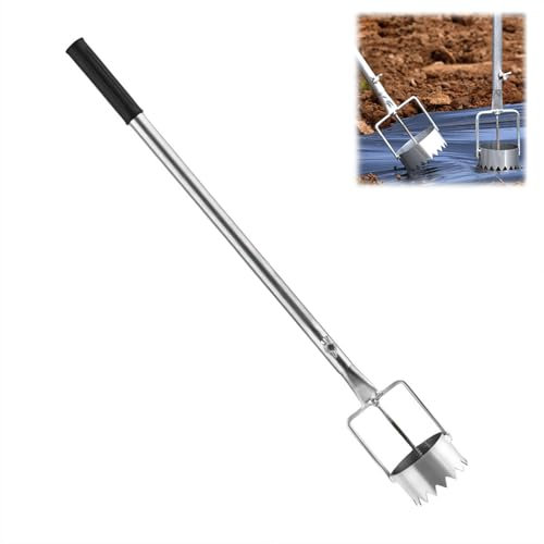 Fgbetcv Bulb Planter Sod Remover Multipurpose, Retractable Handle,Plugger Digging Holes for Greenhouse Garden Lawn Sod Cutter,Blowing Mulch Film Vegetables Crops Tool (7.5cm)
