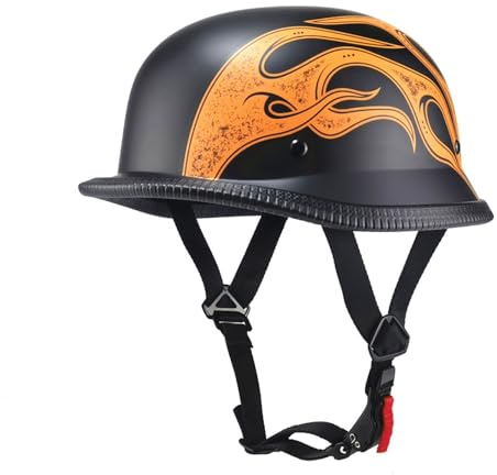 German Style Lightweight Half Shell Motorcycle Helmet DOT Approved Retro Cool Half Open Face Helmet for Adult Men Women Half Face Motorbike Moped Helmet for Scooter Cruiser Chopper(A,XX-Large)