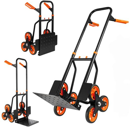 GarveeTech Stair Climbing Dolly 440 LBS, Climbing Hand Trucks with 6 Wheels & Telescoping Handle, 2 in 1 Folding Stair Dolly for Stairs
