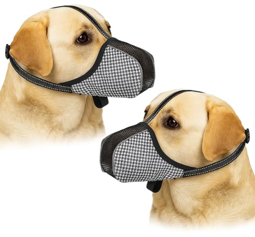 Muzzle for Small Dog, 2 Pack Soft Dog Muzzles with Reflective Strip for Grooming, Walking, Training, Vet Visits, Adjustable Breathable Mesh Design for Chihuahua, Jack Russell and Other Small Breeds (X