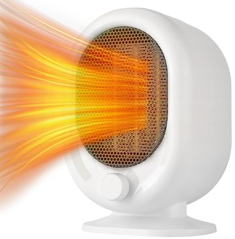 Greheywos Portable Electric Heater, 1200W Energy Efficient Electric Space Heater with Thermostat, 2 Heat Modes, Ultra Quiet for Bedroom, Office, Overheat & Tip-Over Protection, White