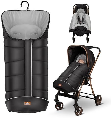 bemece Fußsack Kinderwagen Winter, Universal Fußsack Buggy mit Warmem & Bequemen Kristallvelours, Fusssack Kinderwagen Baby Winter für Buggys Kinderwagen - Schwarz