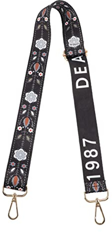 TOYANDONA Correa de Banjo Material de Poliéster Negro Ajustable Patrón Floral Vintage Transpirable y Protege el Instrumento de Caídas Adecuado para Ukelele