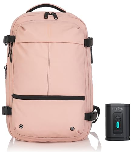 CELIMS - Vakuumreseryggsäck | Kabinväskestorlek 55x35x25 & 55x40x20 | Vattentät | Resbag för bärbar dator 17 tum | TSA-lås | Hjul och trolley/bagagevåg/pump