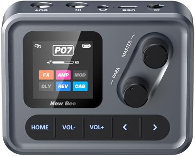 Guitar Effects, Pocket Guitar Bass Multi-Effects Processor with 6-Module Effects Unit and 80 Editable Presets, USB OTG Audio Recording with App and Bluetooth for Guitar Bass Acoustic