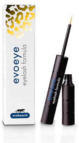EVOBEAUTÉ evoeye Eyelash Formula 1 ml - Sérum de pestañas de alto rendimiento para la apariencia de pestañas más largas y densas en 6-8 semanas, sérum hidratante con péptidos revitalizantes