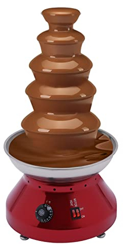 Fontana di cioccolato a 5 ripiani, 230 W, a basso rumore, 3000 ml, con torri rimovibili per feste (rosso)