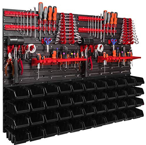 ITBNN600x4-U2020-NP6-S411 Étagère murale, 1152 x 780 mm, système de stockage avec supports à outils, boîtes empilables, de rangement, panneau mural extra solide, rayonnage extensible