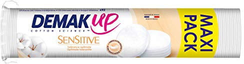 Demak'Up Sensitive Wattepads für Gesicht und Augen, 100% natürliche Baumwollfasern, 93 Stück