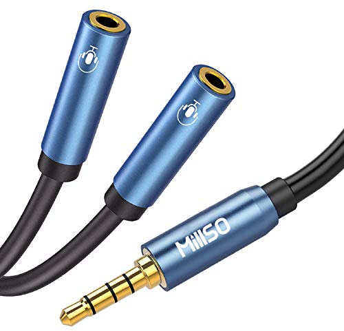 MillSO Adattatore Y da 3,5 mm a 4 pin, 1 metro Spina TRRS a 2 prese TRRS (standard CTIA) distributore per cuffie, splitter per cuffie per telefono cellulare, laptop, PC e lettore MP3