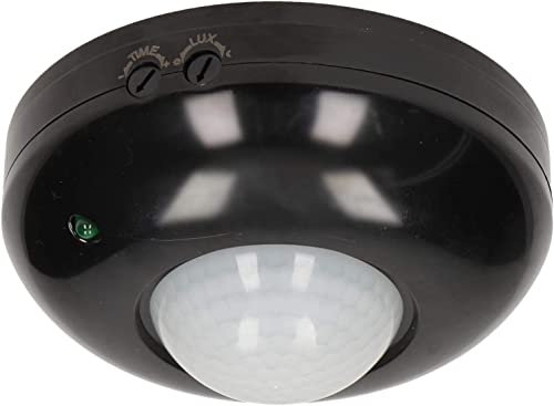 Miratic Detecteur de Mouvement 360° 1200 W Montage au Plafond Capteur de Mouvement Infrarouge Detecteur de Mouvement Interieur Montage en Saillie (Noir)
