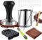 YUTUY Prensador de Café 51mm,Café Tamper,Espresso tamper, prensador de café Alfombrilla de Silicona, Jarra de Leche (350 ml),aguja de café,Pisón clásico con Alfombrilla para prensar café Espresso