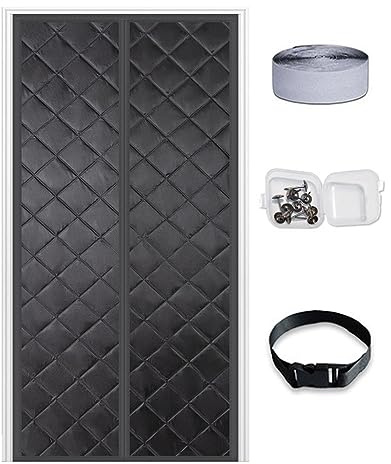 DarkSwan Rideau Porte Isolation Thermique magnétique Personnalisable, Couverture Porte en Tissu Thermique épais amélioré, Couverture Porte insonorisée Couverture d'isolation Porte Grenier,Noir