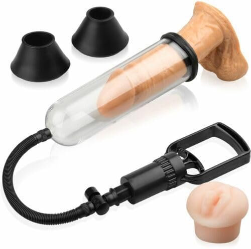 VielretudePenis Pumpe Männer Penis Erektion Vakuumpumpe Masturbator Stimulation Potenz Penis Pumpen Männer Expander Sex Spielzeug Erotische Set 3 Silikon Sleeves