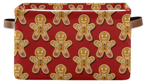 Mnsruu Cesto portaoggetti per mensole, modello con scatole di pan di zenzero con manici, grandi contenitori per armadio