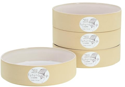 CreaTable, 21661, Serie Futuro, 4-teiliges Geschirrset, Pastabowl Set aus Steinzeug, spülmaschinen- und mikrowellengeeignet, Made in Portugal