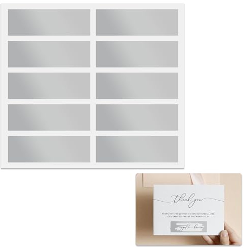 50 Pack Scratch Off Stickers,Grey Rectangle Scratch Card Reveal,Self-Adhesive Scratch Labels Silver Rectangle,for Surprise Gift Reward System Users,Game Lovers (48mm*15mm)