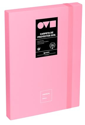 Grafoplas | Raccoglitore per progetti | Dorso 3 cm | Formato foglio | Coperchio rigido | PolyFoam | Resistente e Ultraleggero | Colore Rosa | Collezione Unequal Minimal | Perfetto per documenti