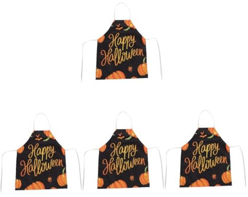 Amosfun 4 Stück Schürze halloween halllowen leinentücher baumwolltücher chefkoch wundrrschön linolwalze Spinnenkostüm Kürbis verkleiden Kostüme für Erwachsene Kochkleidung Baumwolle Black