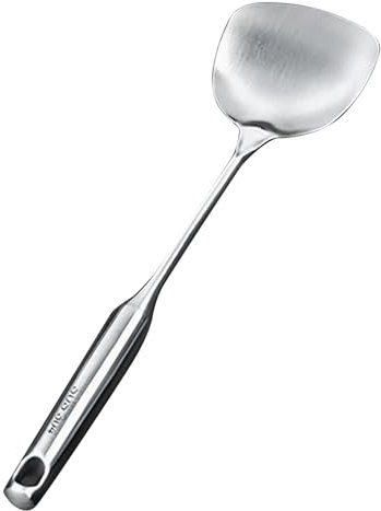 MOZUO Stainless Steel Cooking Spatula, Extra Long Scald Resistant Handle with Hanging Hole Chinese Cooking Spatula