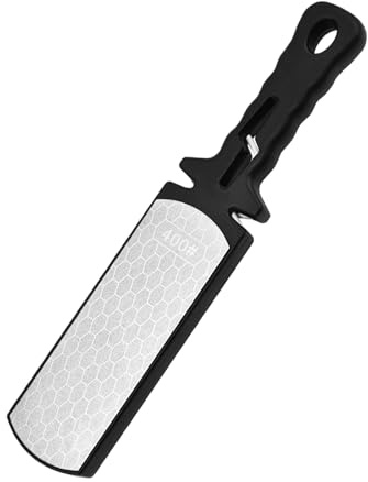 Diamond Sharpening Stone,400/1000 Grit Handheld Double-Sided Diamond Sharpener 5 in 1 Honeycomb Surface Knife Sharpener Plate Whetstone with Ceramic & Tungsten Steel Scissor Slot,Black