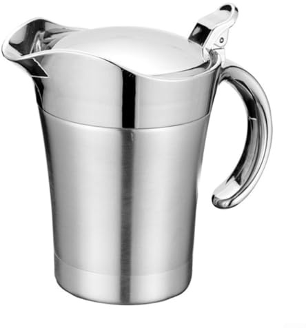 Salsiera a doppia parete in acciaio inox con coperchio incernierato facile da usare per esigenze di ristorazione (750 ml)