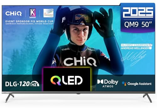 CHIQ U50QM9G 50 Zoll (126 cm) Fernseher, 4K QLED, Google TV, DLG 120Hz, MEMC, Dolby Audio, Triple Tuner, WLAN 5G, Google Assistant, Schwarz, 2025