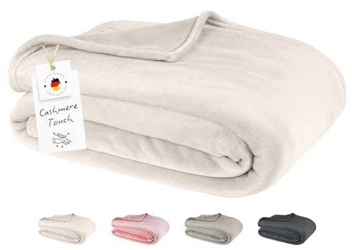Carpe Sonno XXL Kuscheldecke Flauschig Decke Beige Creme | Fleecedecke 180x220 Wohndecke Bettüberwurf Wohnzimmer Couch Sofa Überwurf Blanket | Wohn- & Kuscheldecken 180x220 Weich & Warm