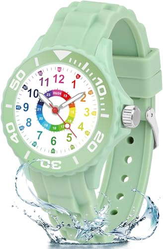 GUUMUXIN Armbanduhr Kinder von Jungen und Mädchen，Analoguhr mit Silikonarmband, 30M Wasserdicht, Kinderuhr zum Zeitlernen, Geeignet für Kinder im Alter von 5-16 Jahren