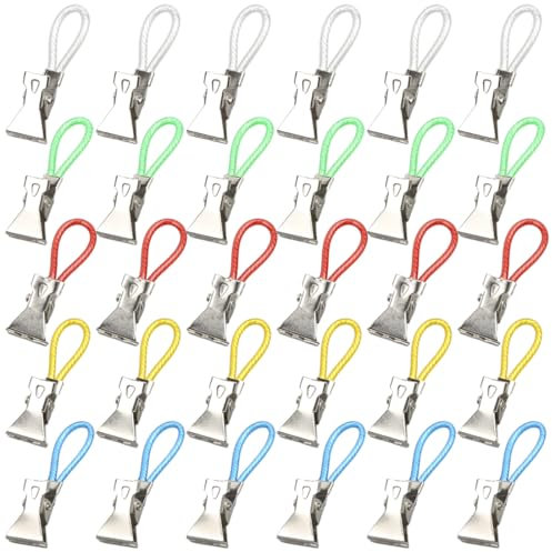 30 Pezzi Clip Porta Strofinacci Cucina Asciugamani in plastica e Metallo, Clip Appendi Colorate per Asciugamani, Salviette, spugne da Bagno, per presine e Strofinacci