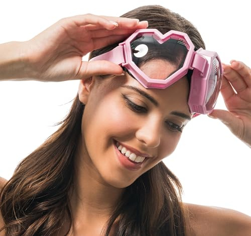 Chaks - Herz Brille für Damen und Herren, Kostümbrille mit Gummiband, Maskenbrille, Karneval, Festival, 70er Party