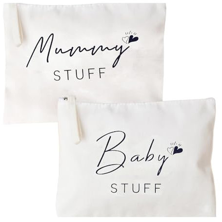 2 Pièces Trousse Toilette Bébé,Sacs de Maquillage Produit Nouveau Bebe de Maquillage Pochette Soin Voyage Bain et Grande Accessoires avec Fermeture éclair,pour Future Maman Femme Fille Enfant(Beige)