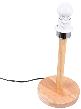 WOONEKY Base de Luz Decorativa de Madera E27, Portalámparas de Escritorio Artesanal, Soporte de Lámpara Redondo 27 Cm, Compatibilidad Ac220v, Accesorio para Iluminación de Dormitorio